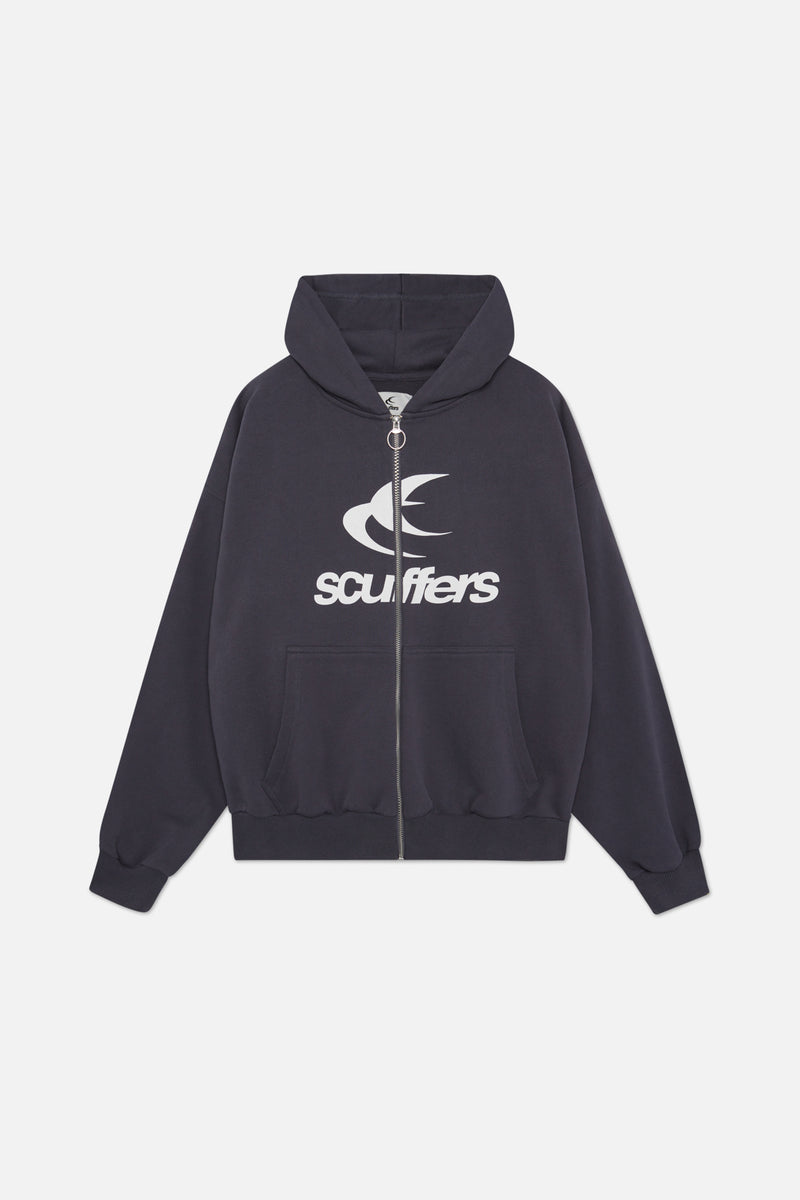 Logo Navy Zipped Hoodie – Scuffers