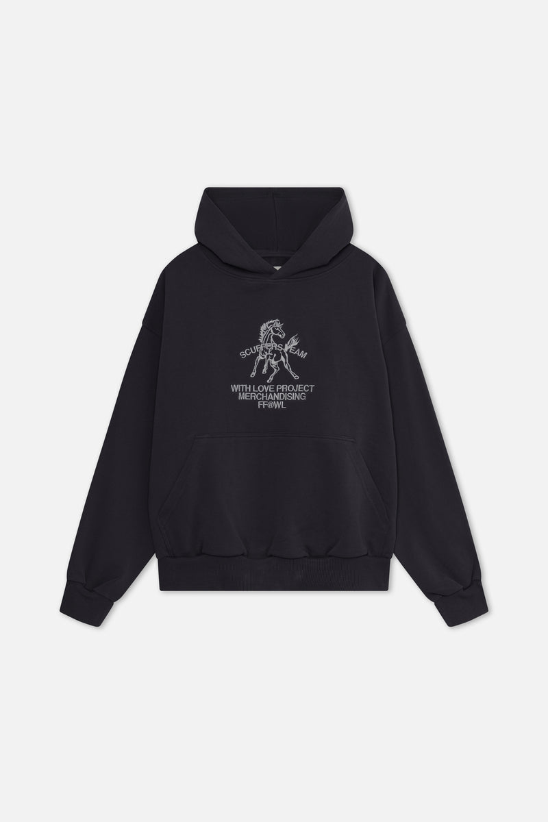 Labyrins Dont Cry Horse Hoodie Navy - トップス