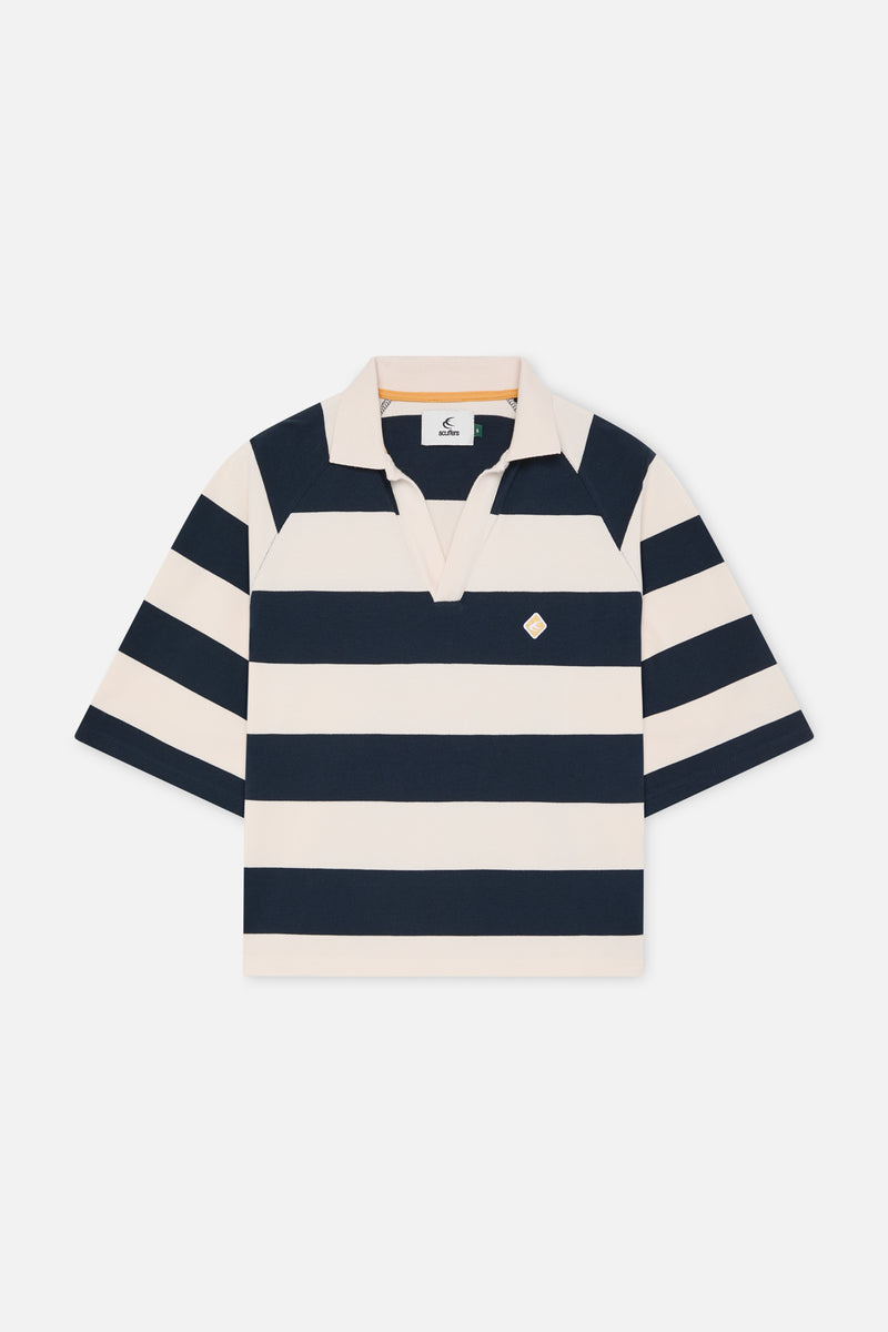 Signature Navy Striped Polo – Scuffers