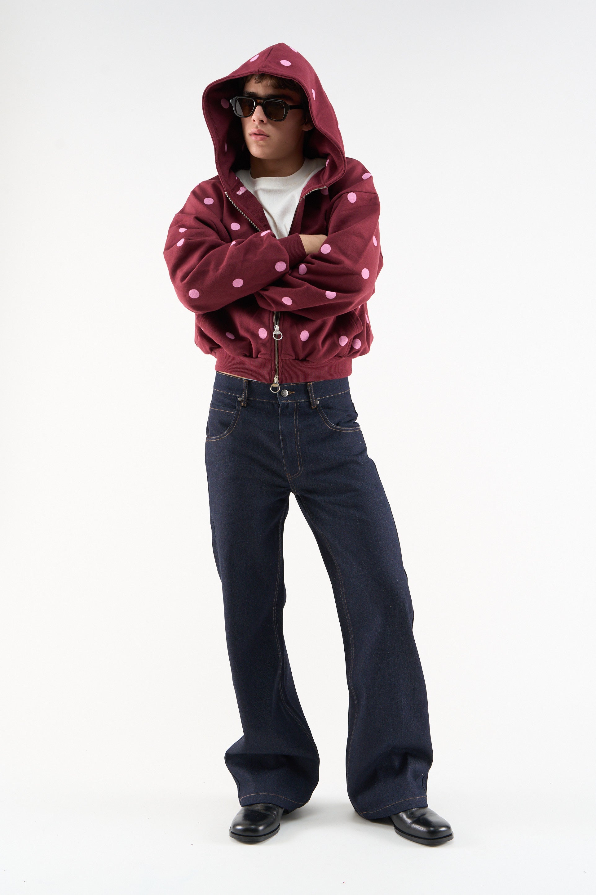 Dots Burgundy Zipper