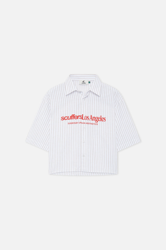 Not LA Yet Ecru Pinstripe Shirt