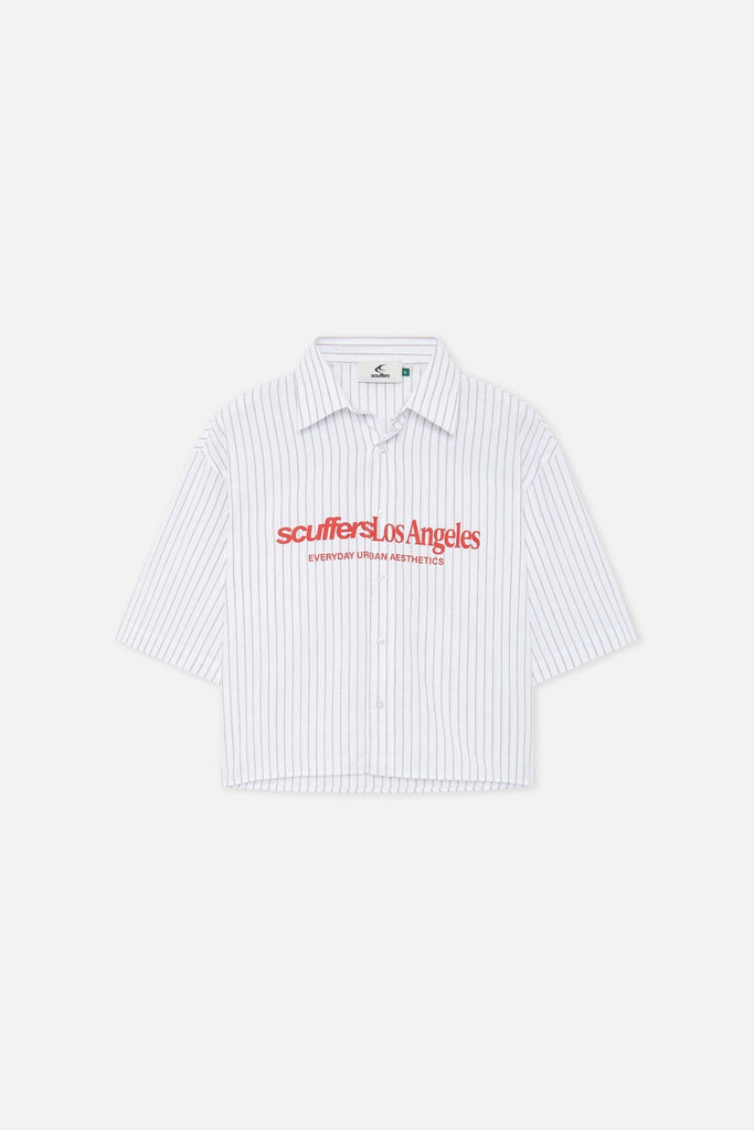 Not LA Yet Ecru Pinstripe Shirt