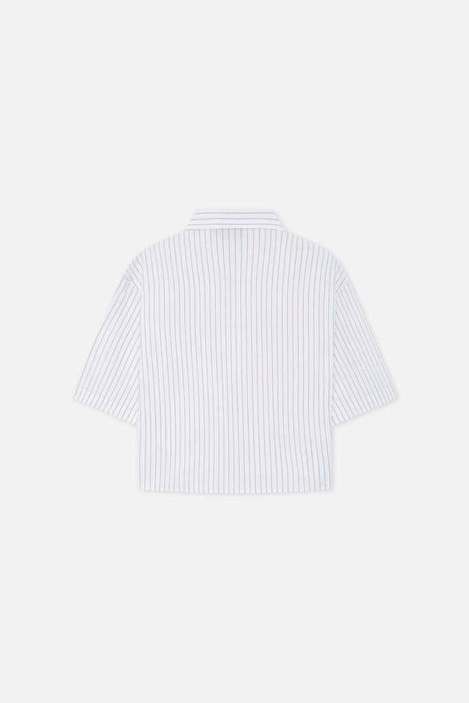 Not LA Yet Ecru Pinstripe Shirt