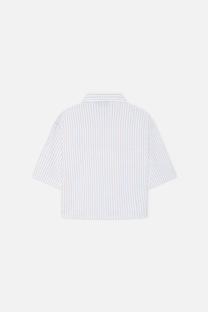 Not LA Yet Ecru Pinstripe Shirt