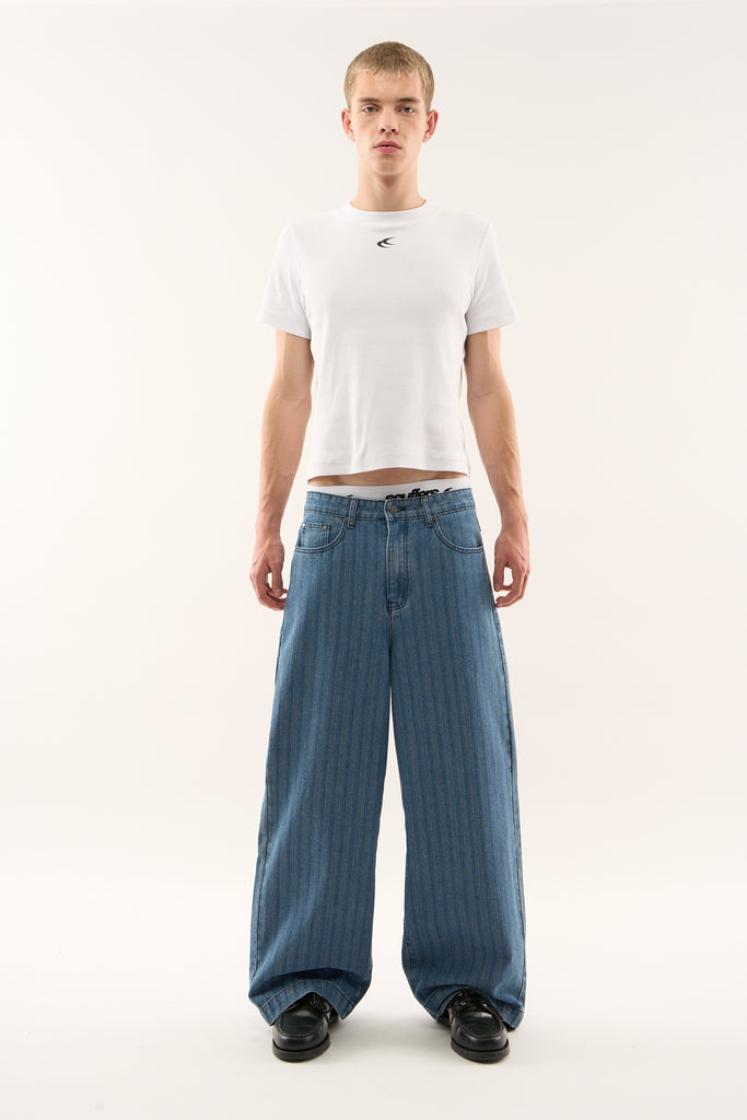 Striped Blue Denim Pants