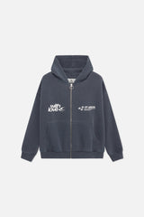 Outline Navy Zipped Hoodie