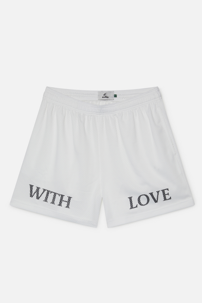 With Love Mesh White Shorts