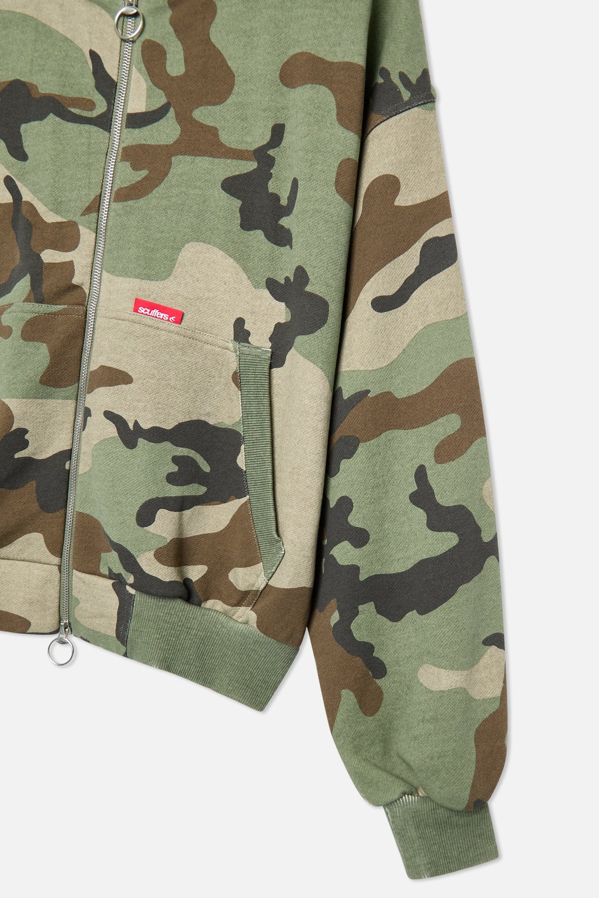 Game Camouflage Zip Hoodie - Woodland Camo, Heavyweight 300gsm Fleece, Sizes S-5XL
