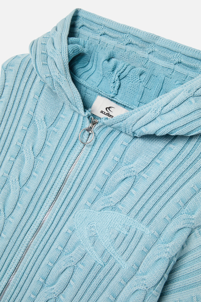 Latte Zipper Light Blue Knit