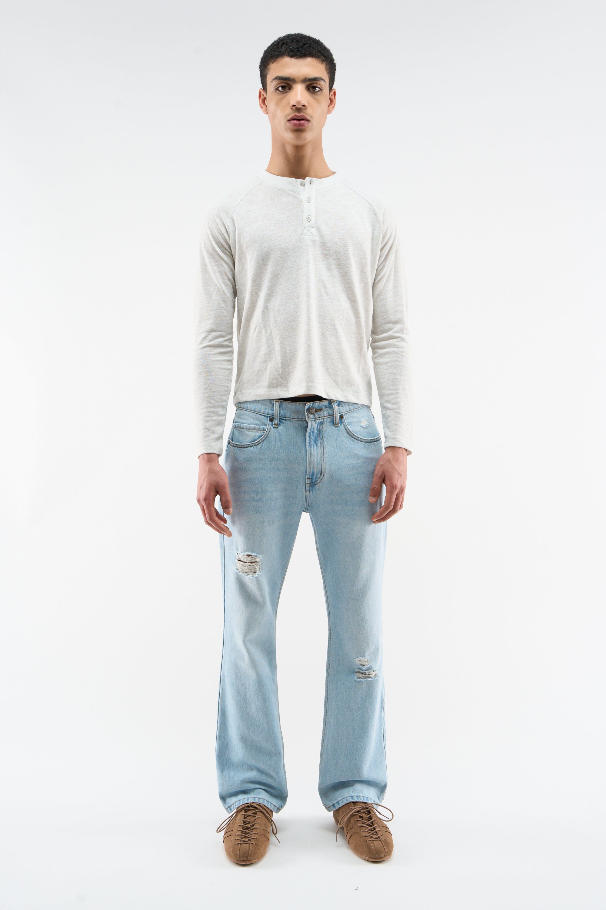 Classic Light Blue Straight Pants