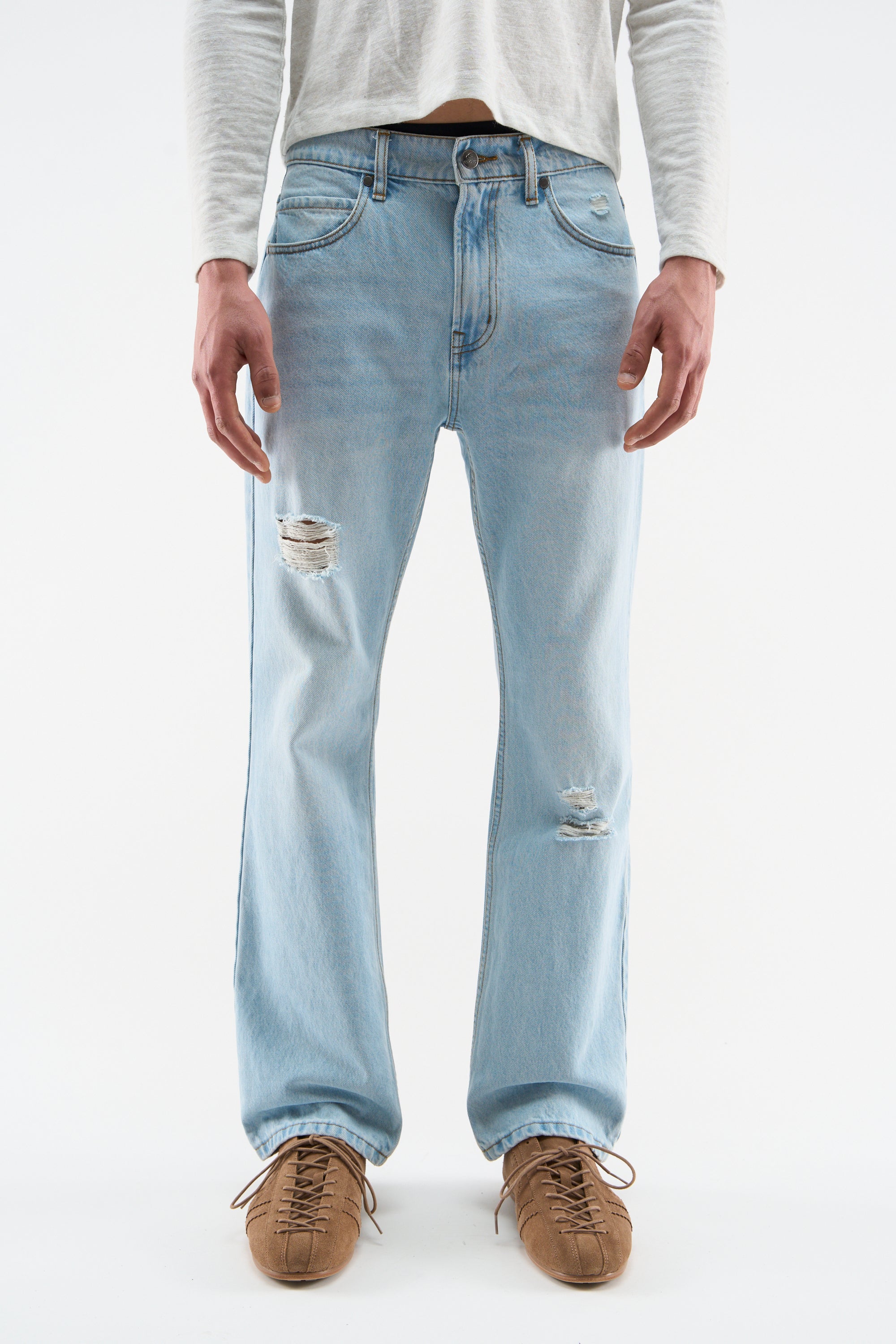 Classic Light Blue Straight Pants