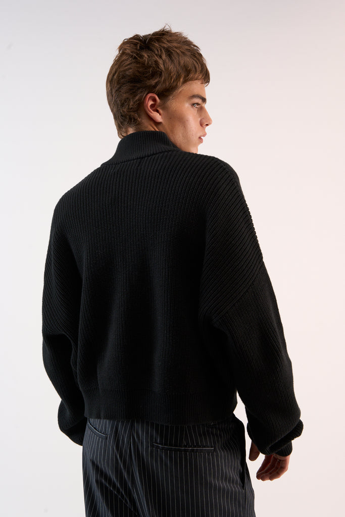 Delore Black Knit Zipper