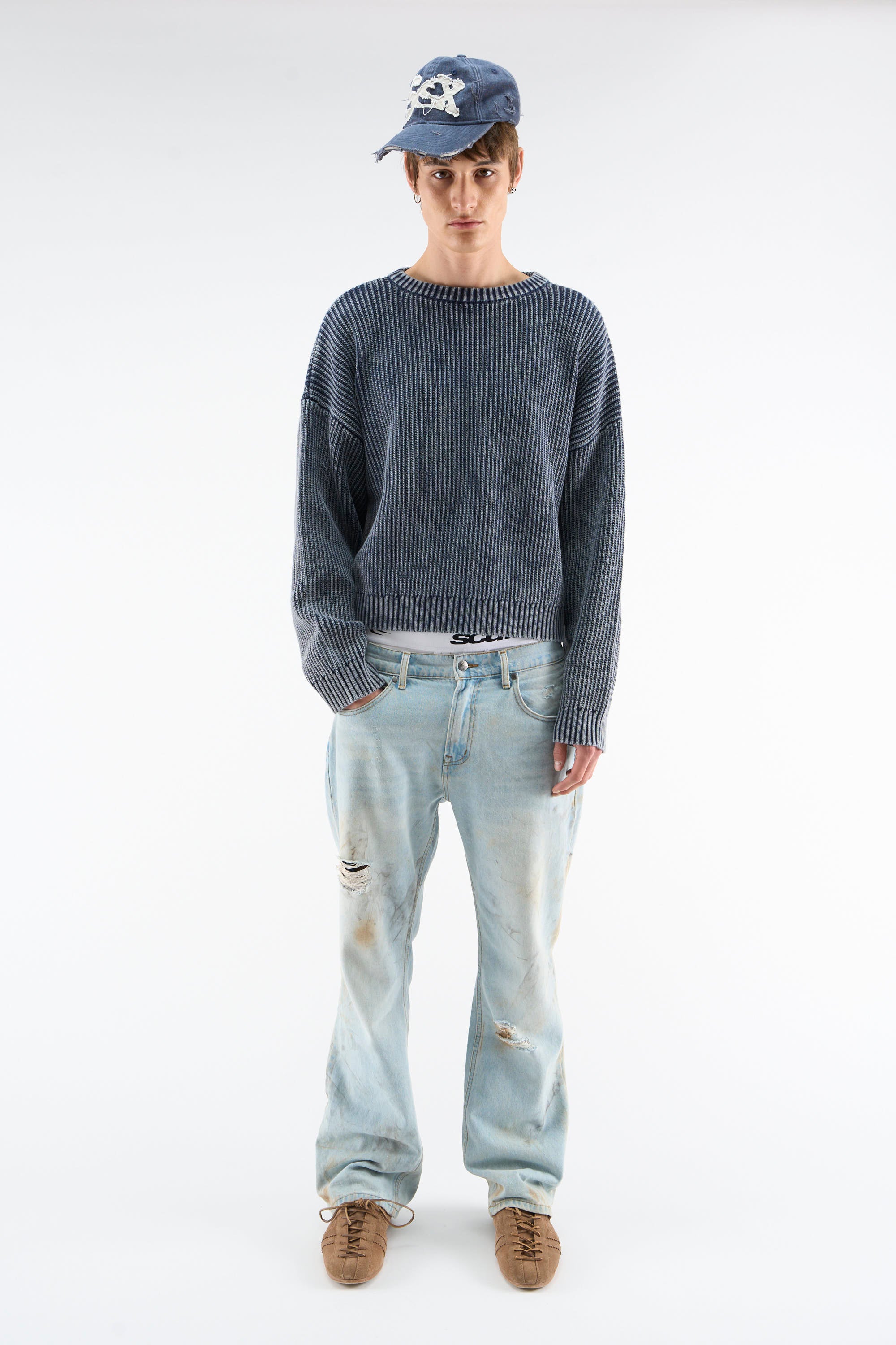 Cindy Navy Knit – Scuffers