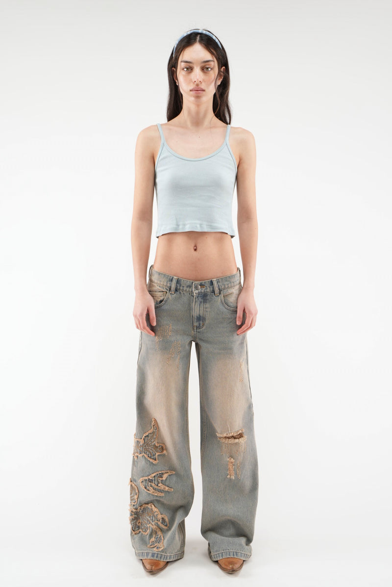 Rose Washed Blue Pants