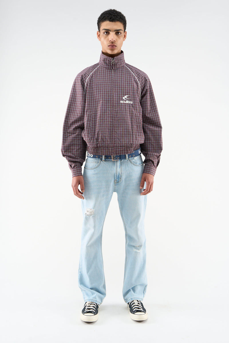 Chamise Checkered Burgundy Zipper