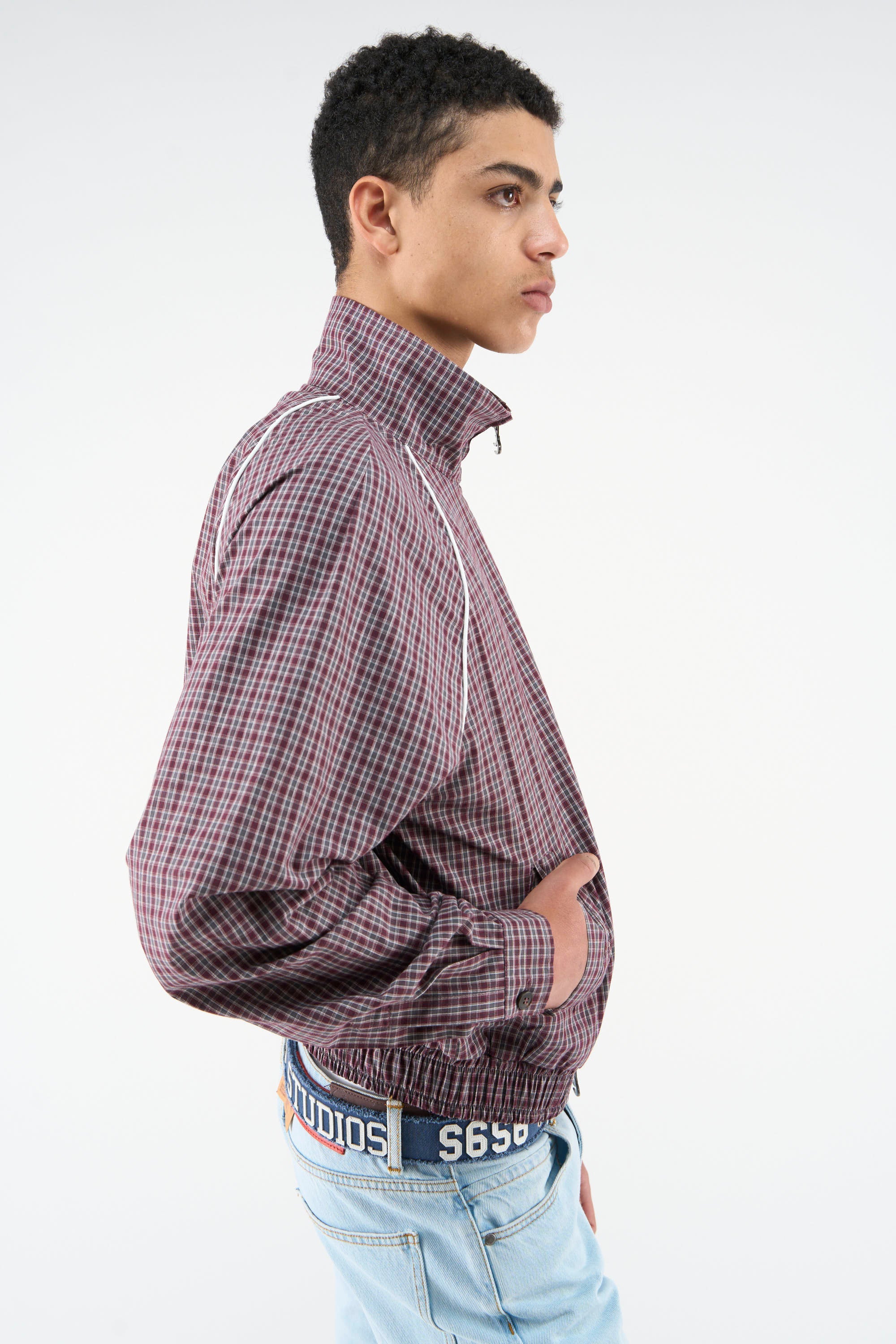 Chamise Checkered Burgundy Zipper