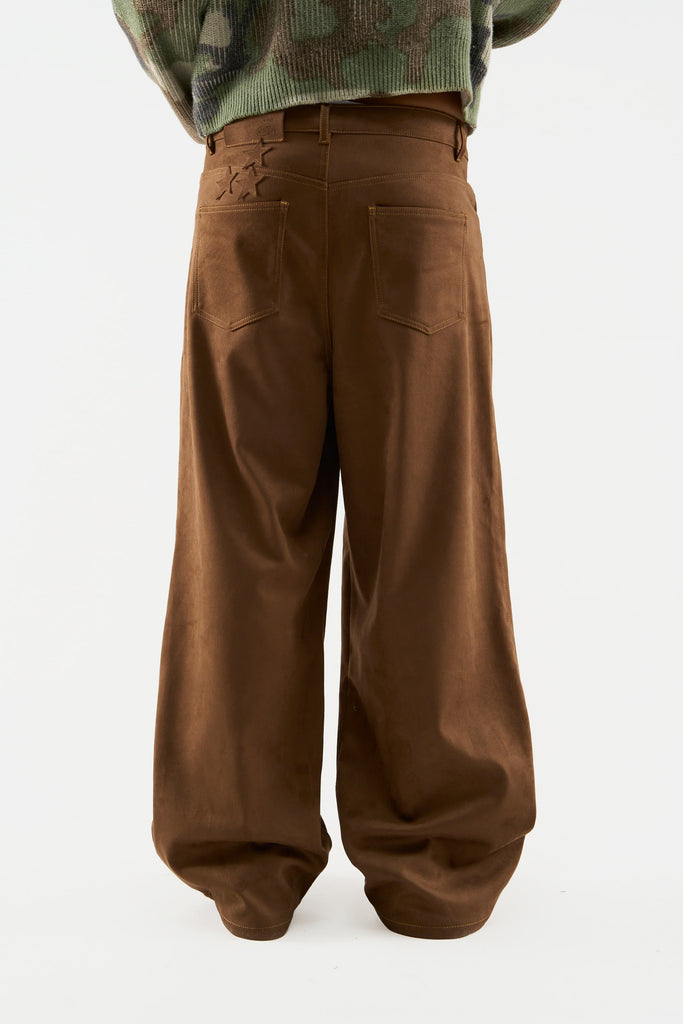 Suede Dark Brown Jumbo Pants
