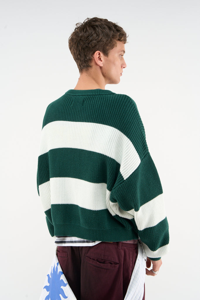 Hole Green & White Knit