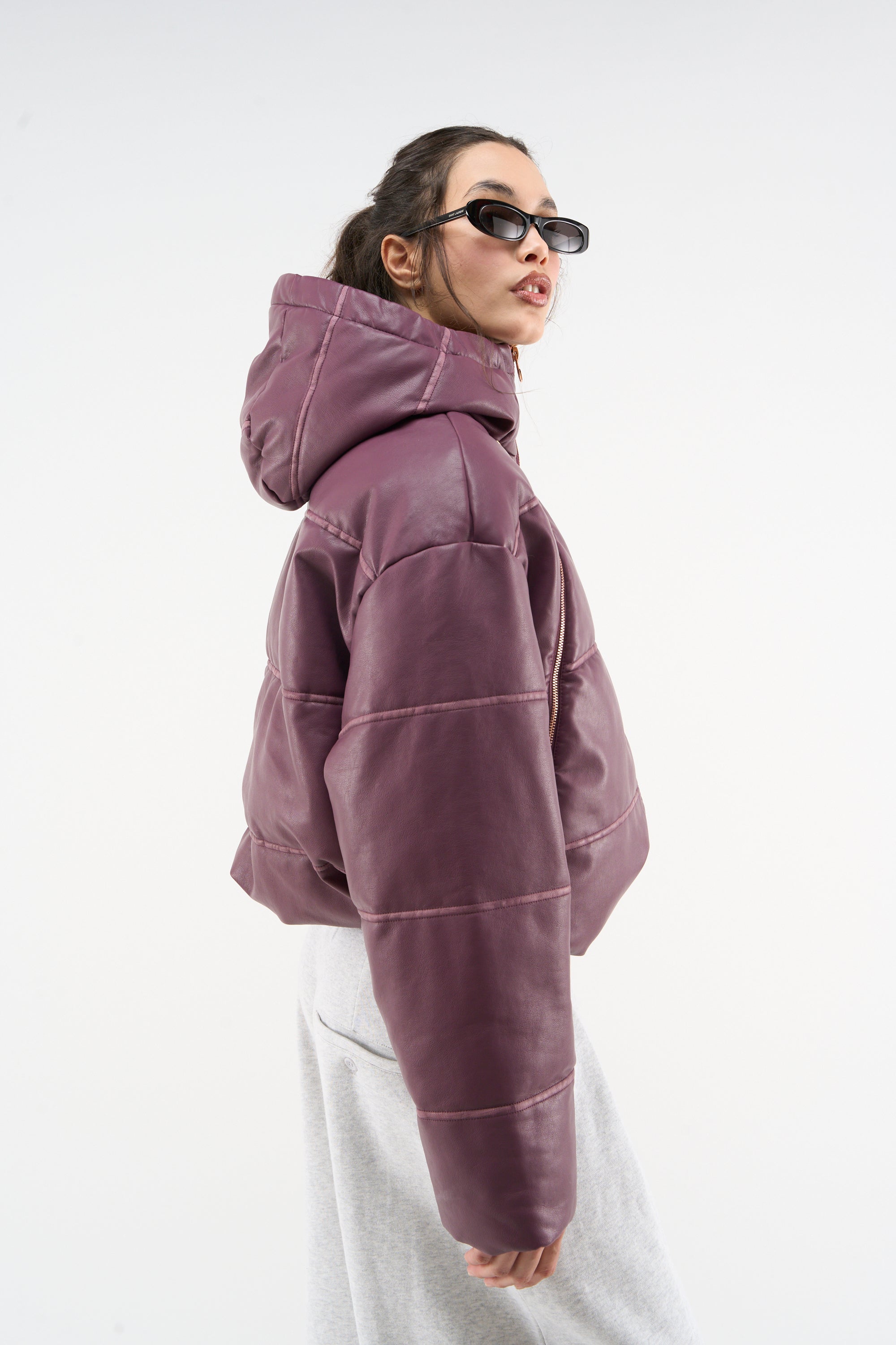Raw Burgundy Puffer Jacket