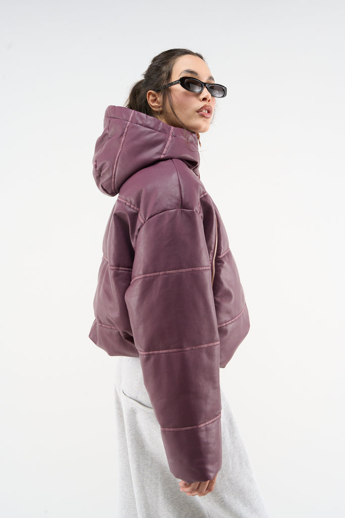 Raw Burgundy Puffer Jacket