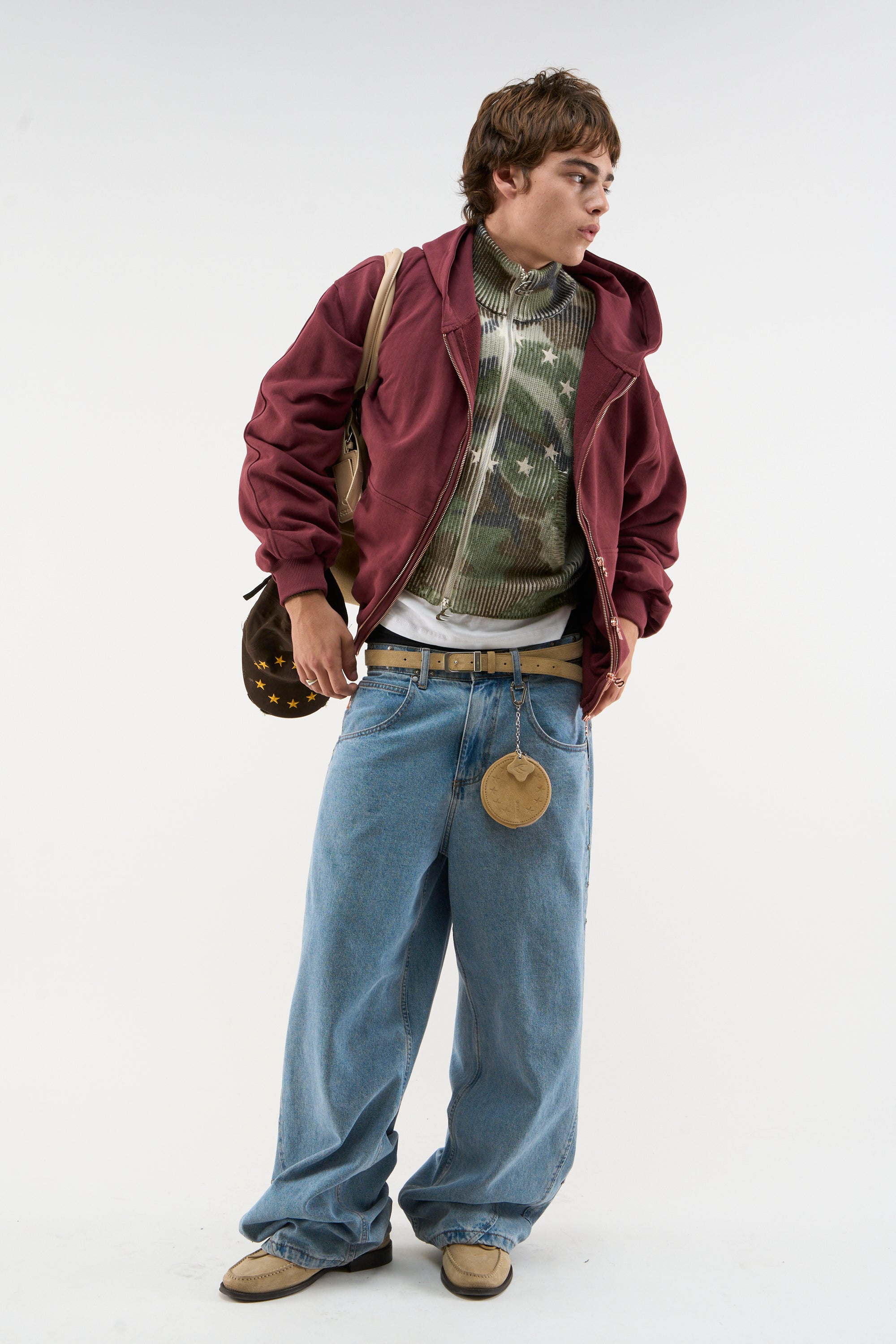 Steel Burgundy Zipper