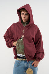 Steel Burgundy Zipper