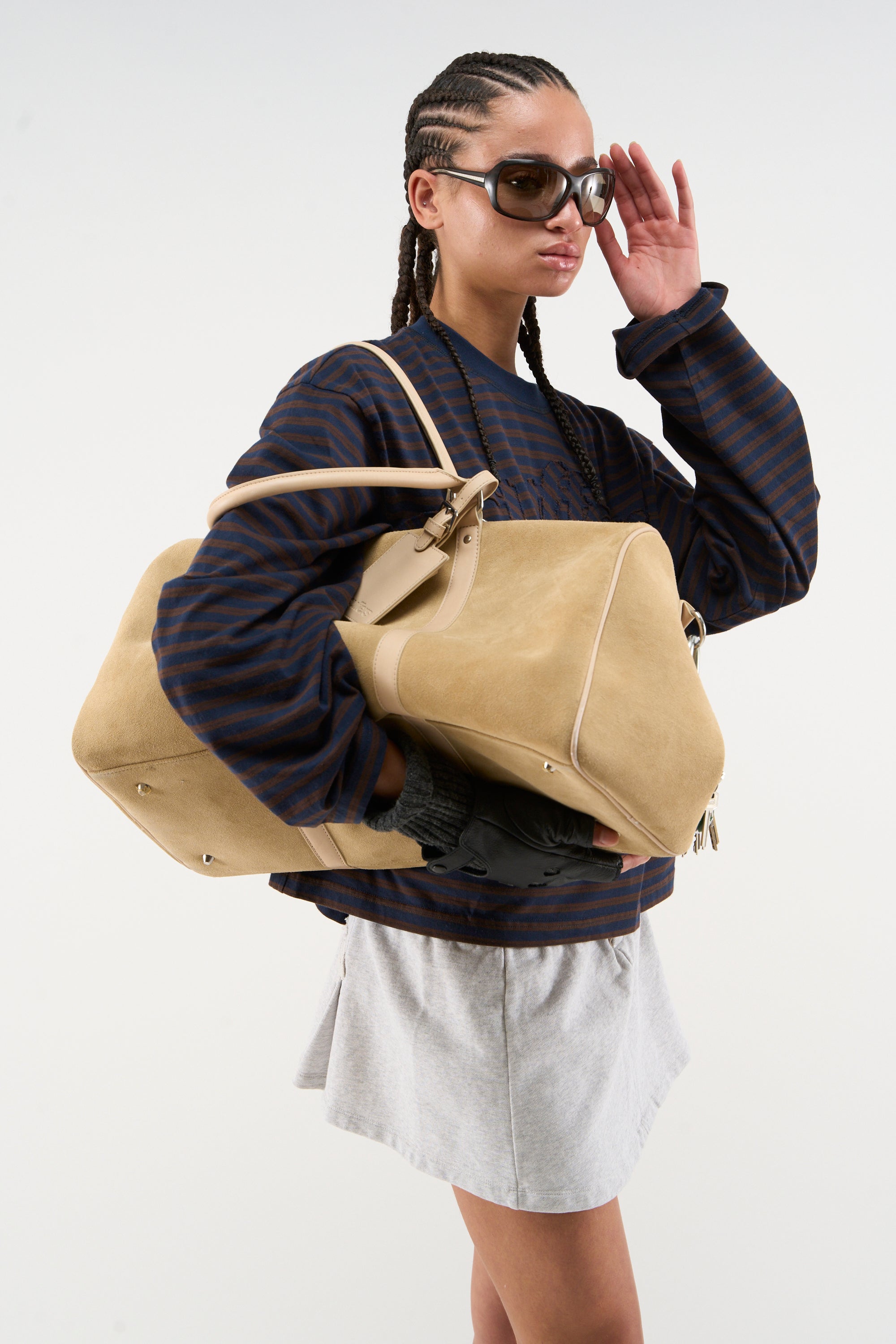 Suede Ecru Duffle Bag