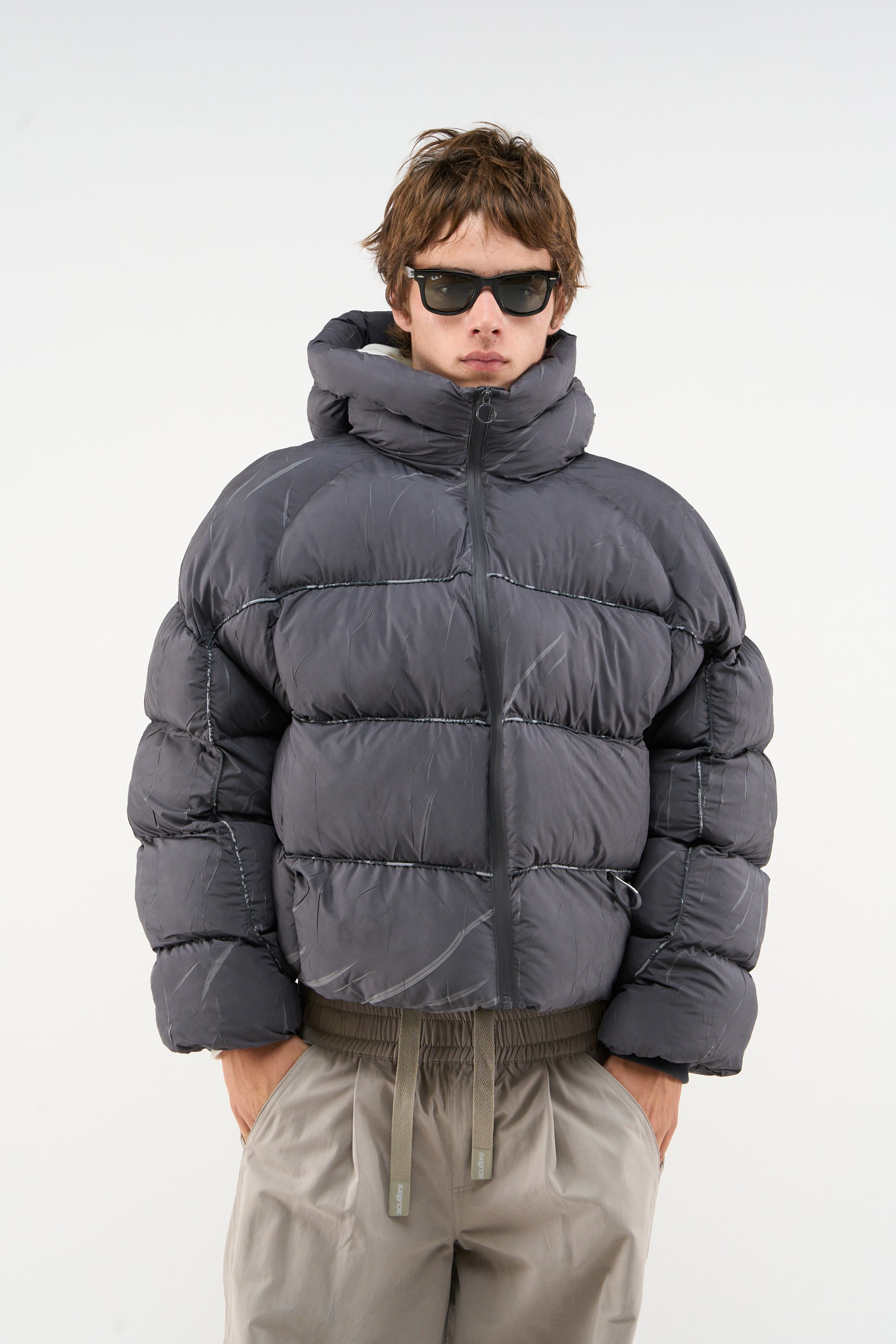 Marble Dark Grey Puffer Jacket