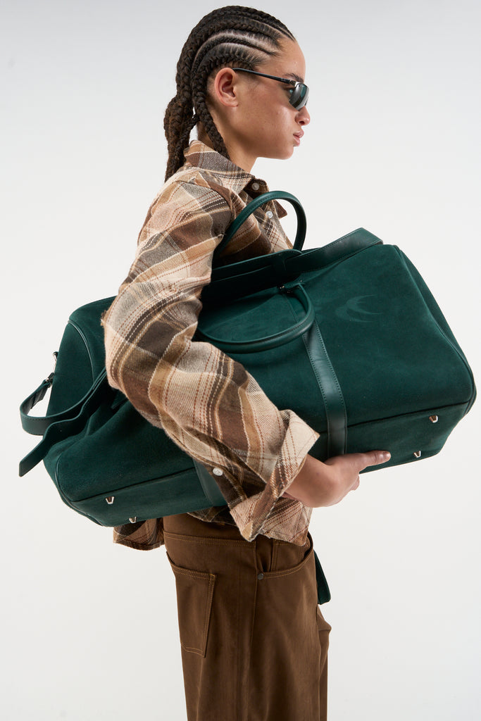 Suede Green Duffle Bag