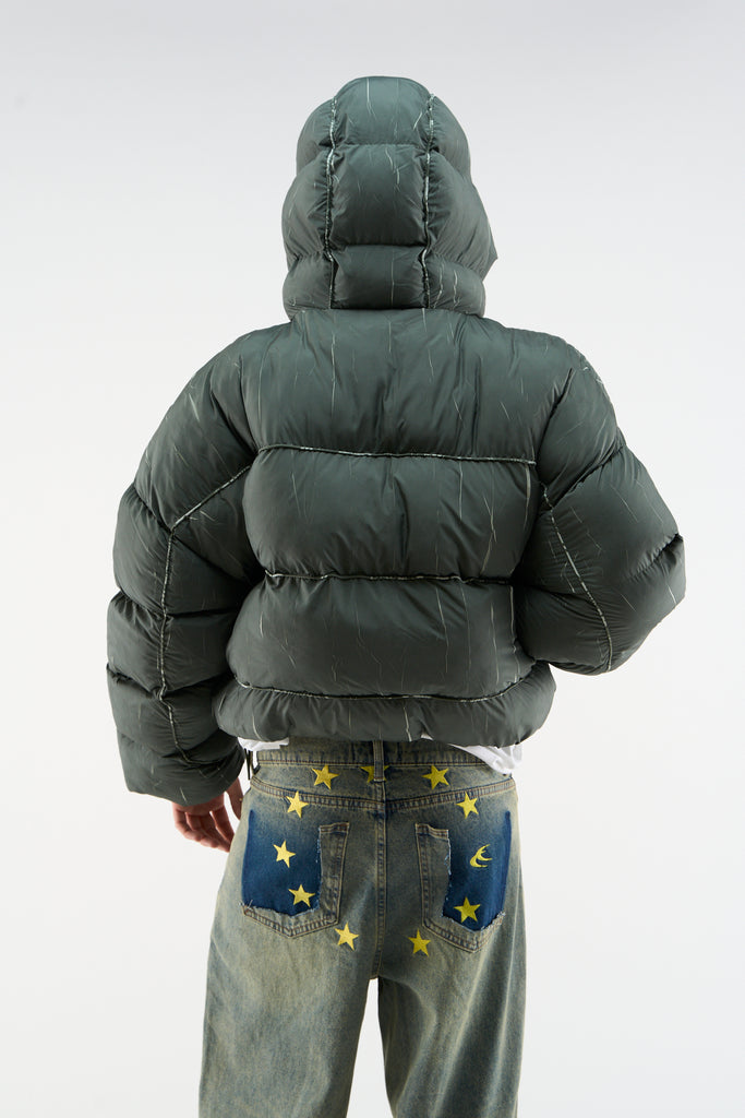 Marble Green Puffer Jacket