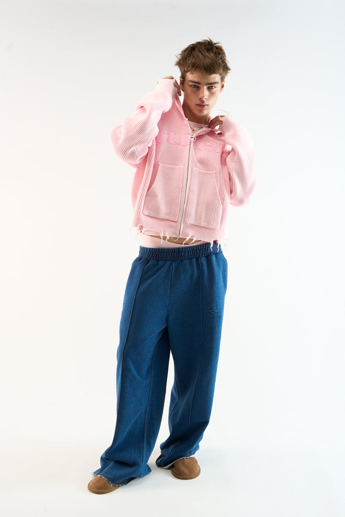 New Light Pink Buzz Knit Zipper