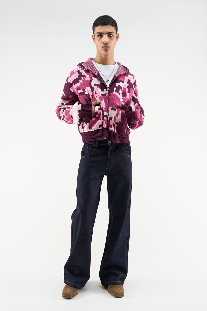 Mosaic Pink Knit Zipper