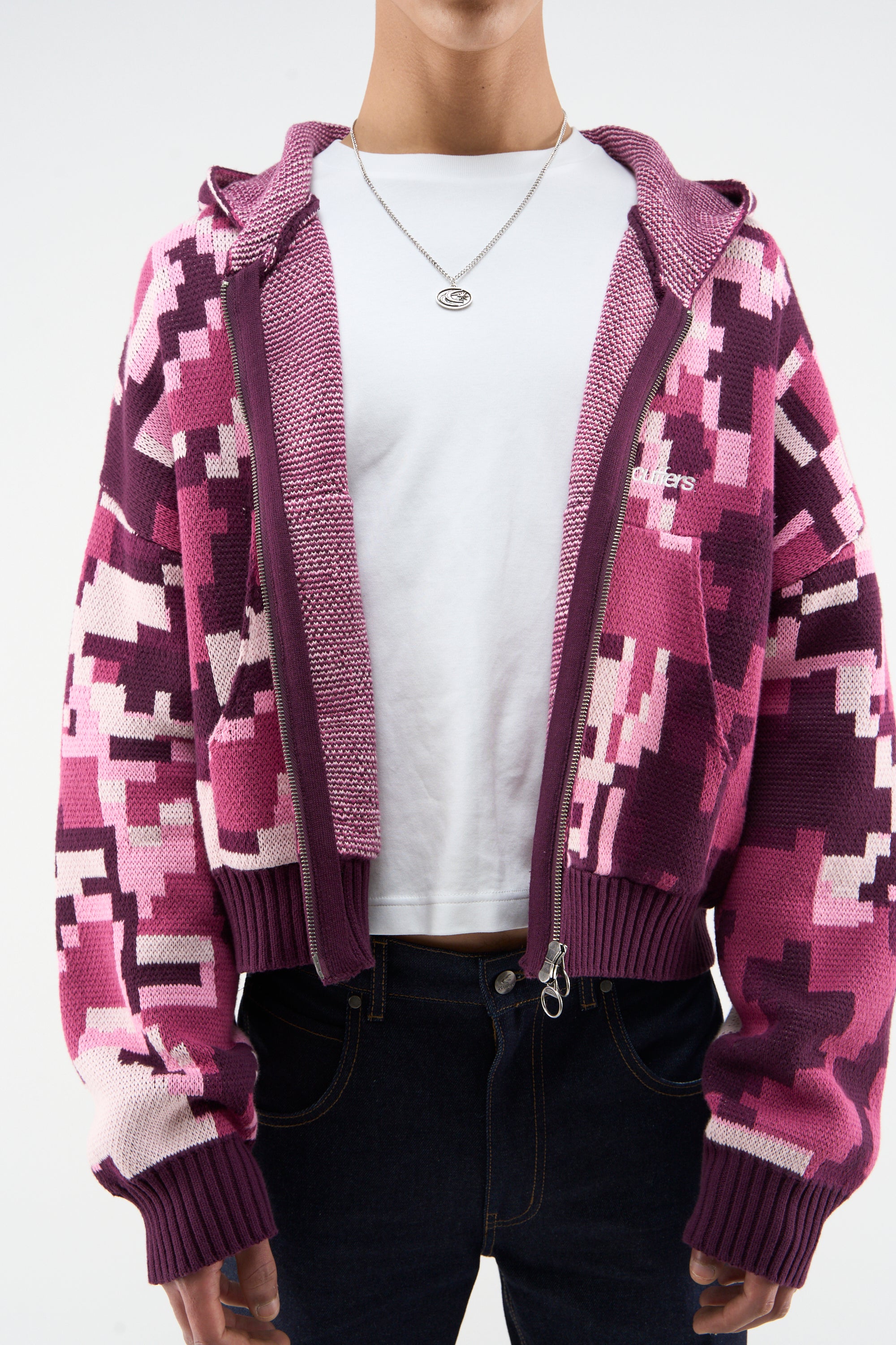 Mosaic Pink Knit Zipper