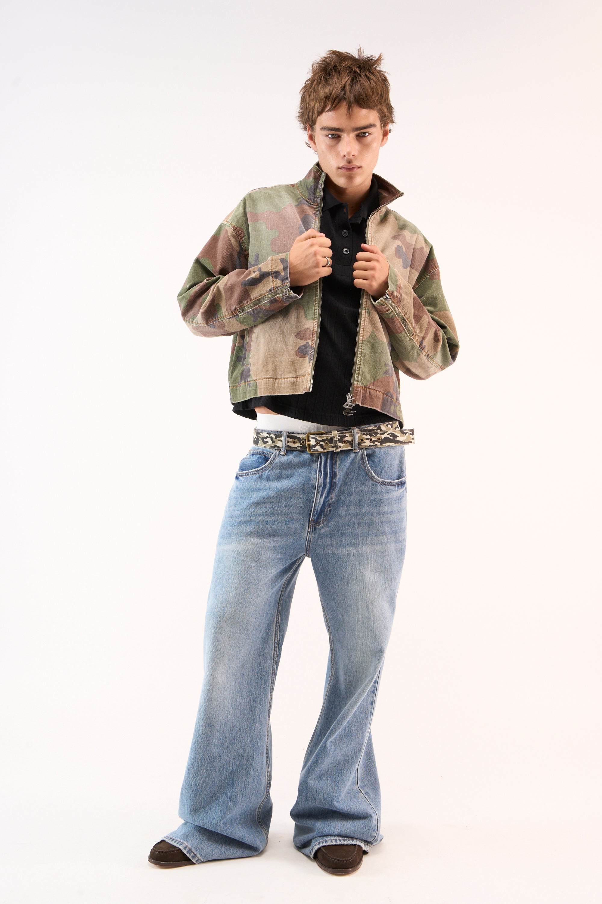 Corduroy Flared Camo Jacket