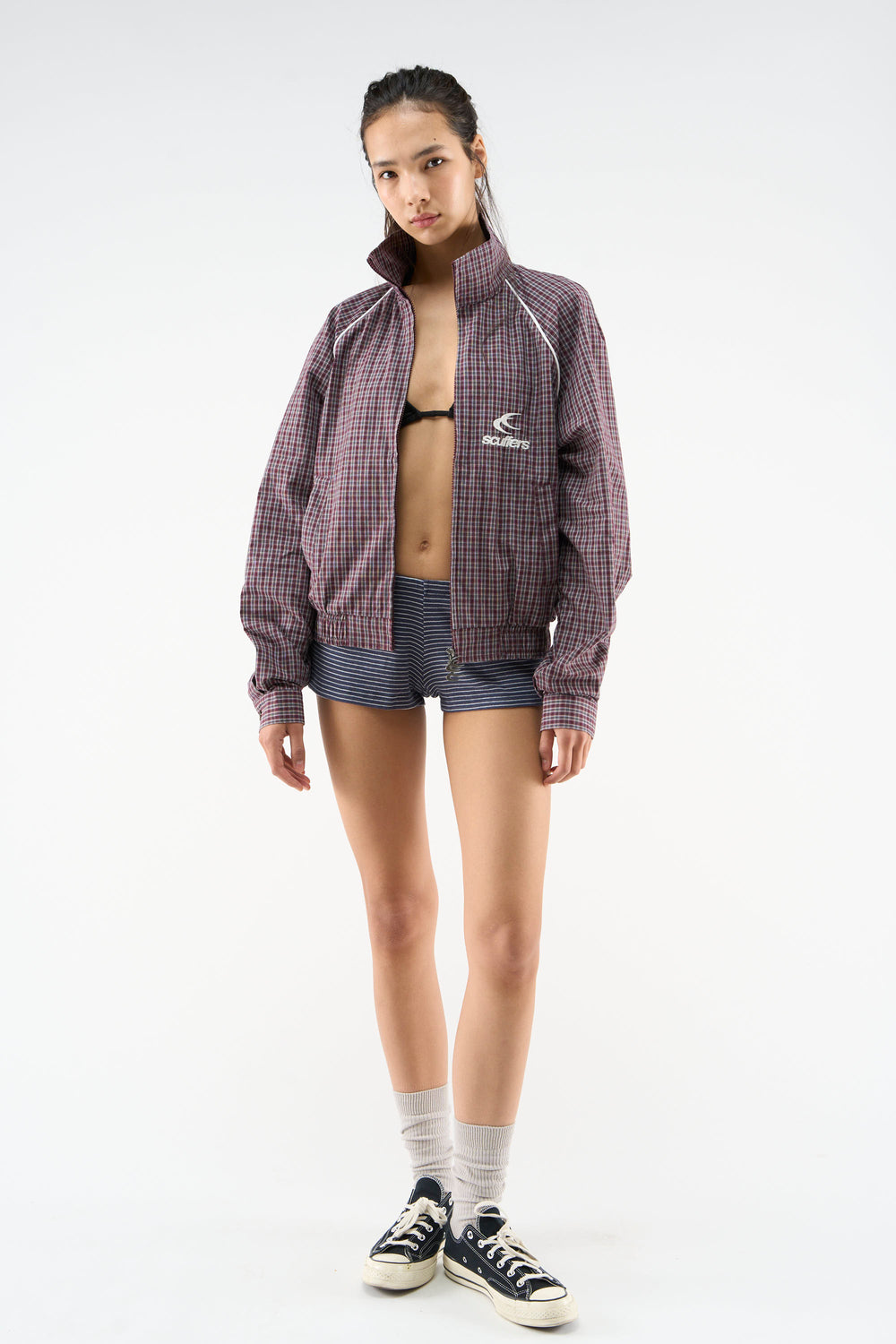 Chamise Checkered Burgundy Zipper