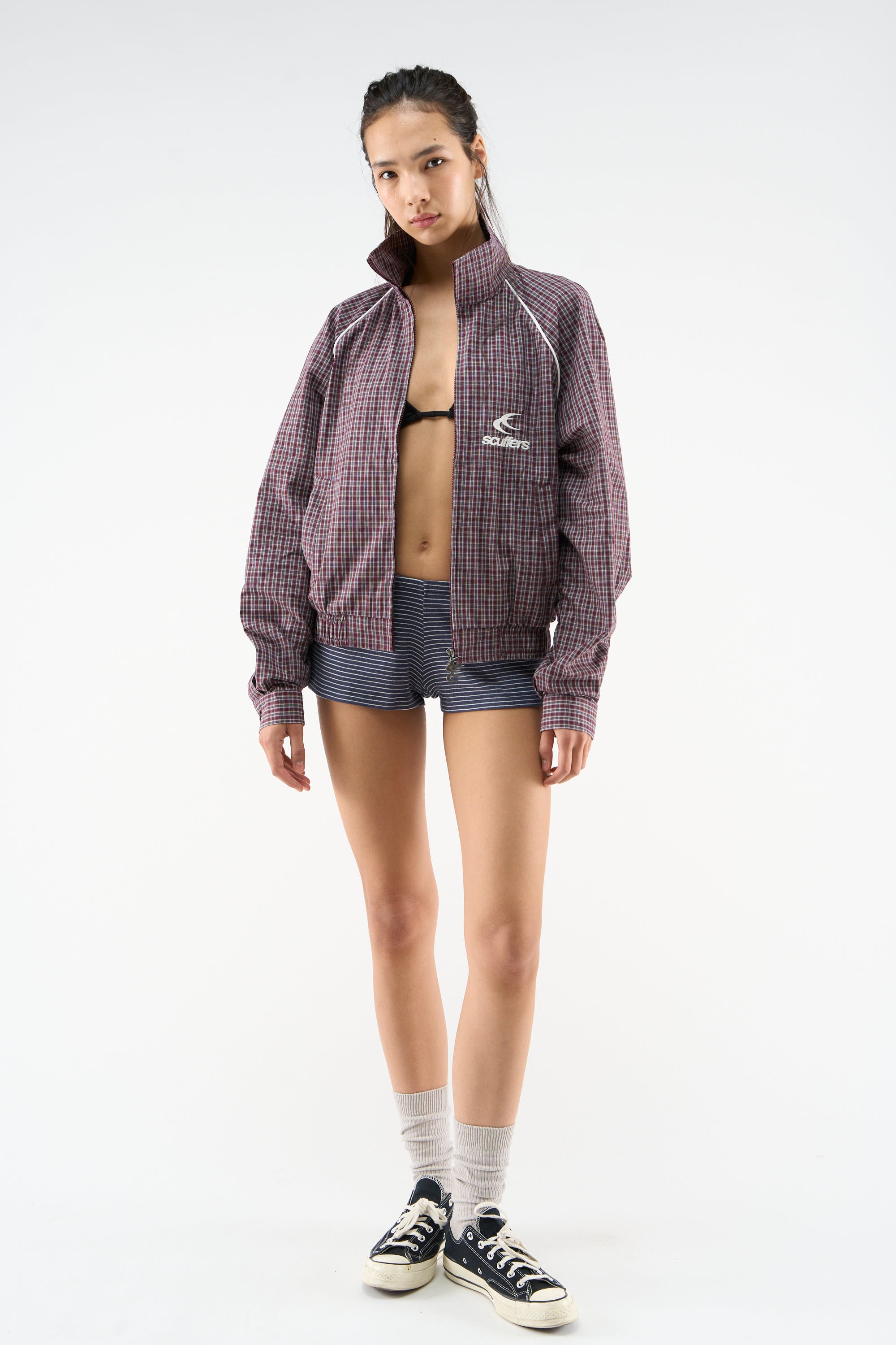 Chamise Checkered Burgundy Zipper