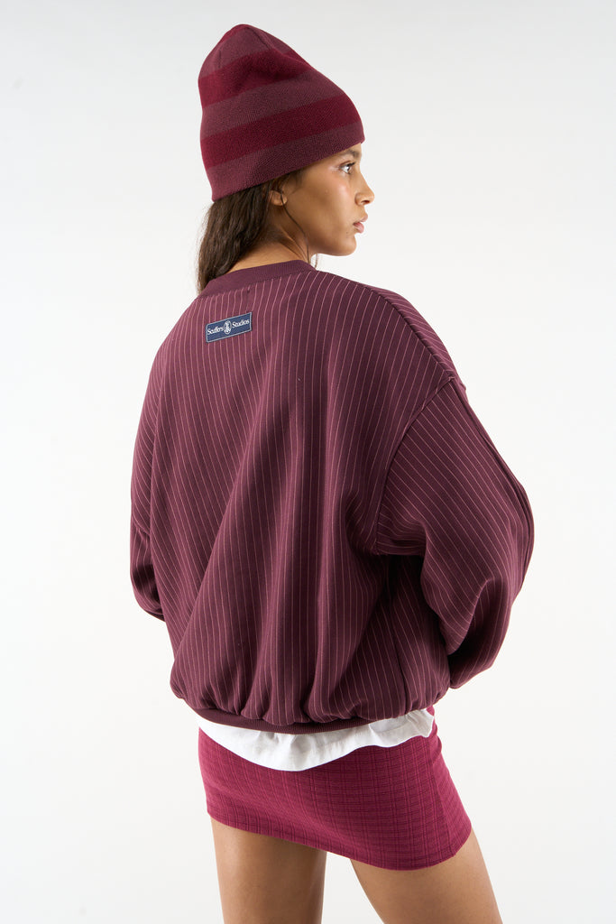 Pinstripe Burgundy Crewneck