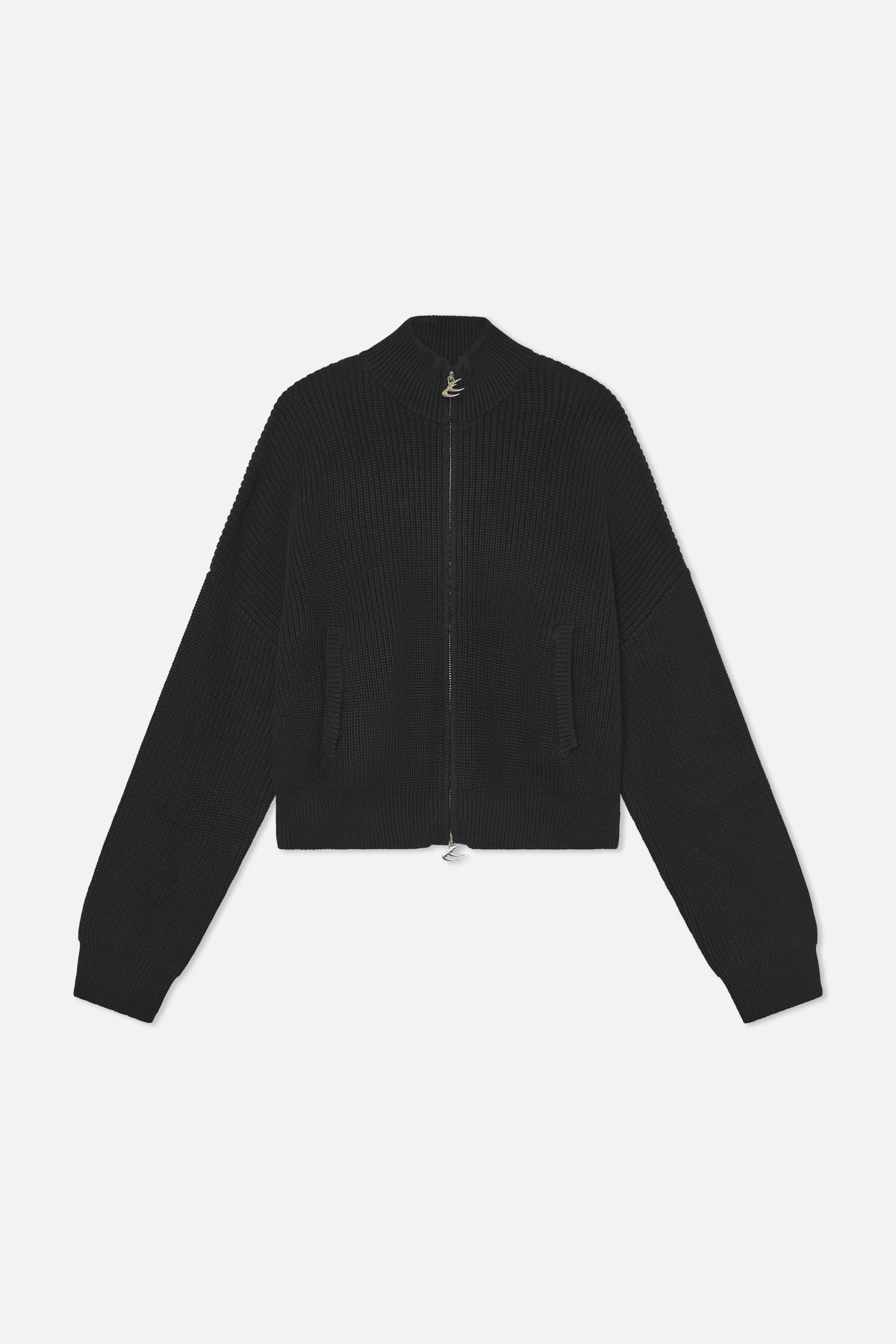 DeloreBlackKnitZipper