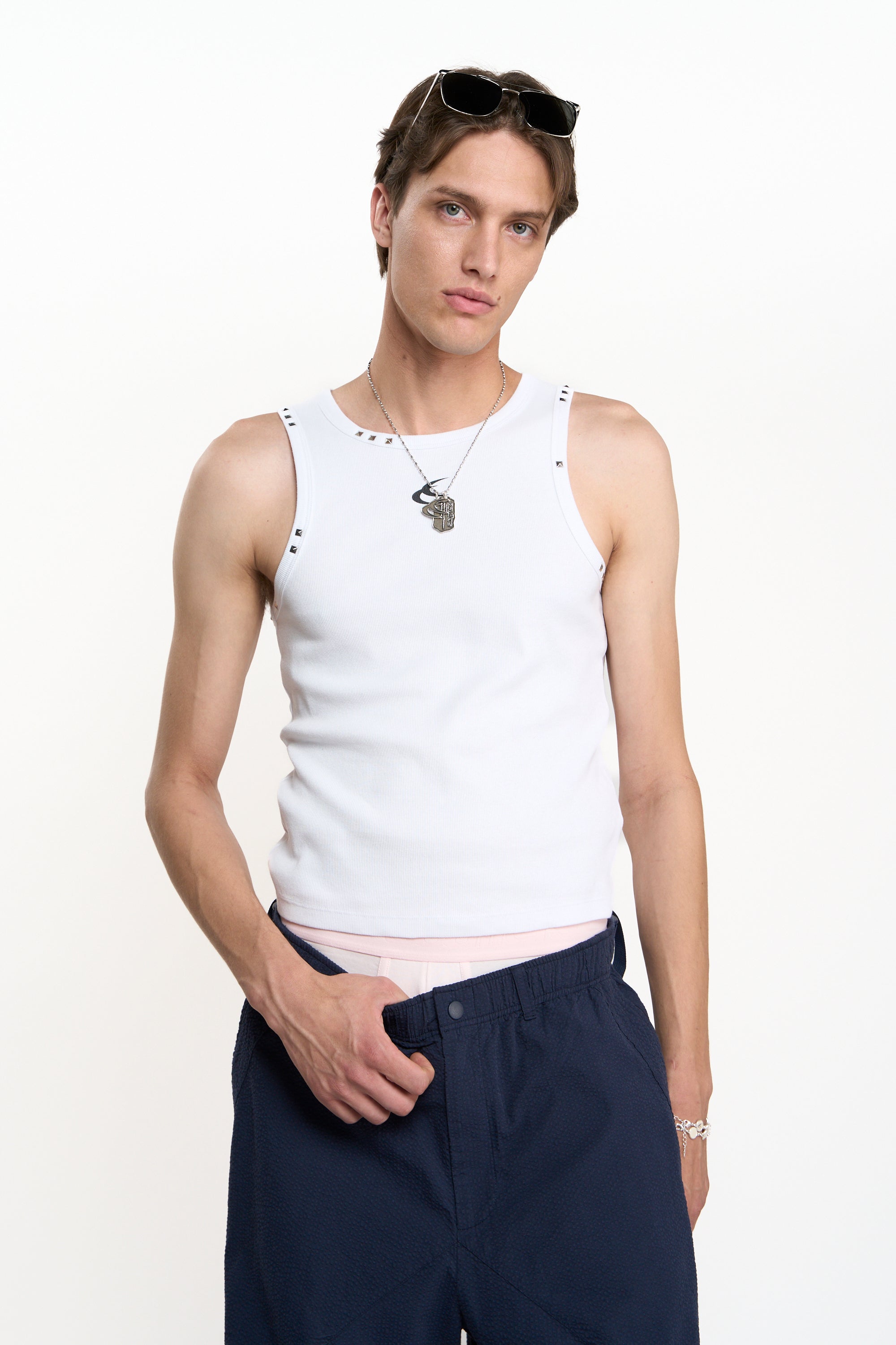 Studded White Tank Top – Scuffers