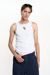 Studded White Tank Top