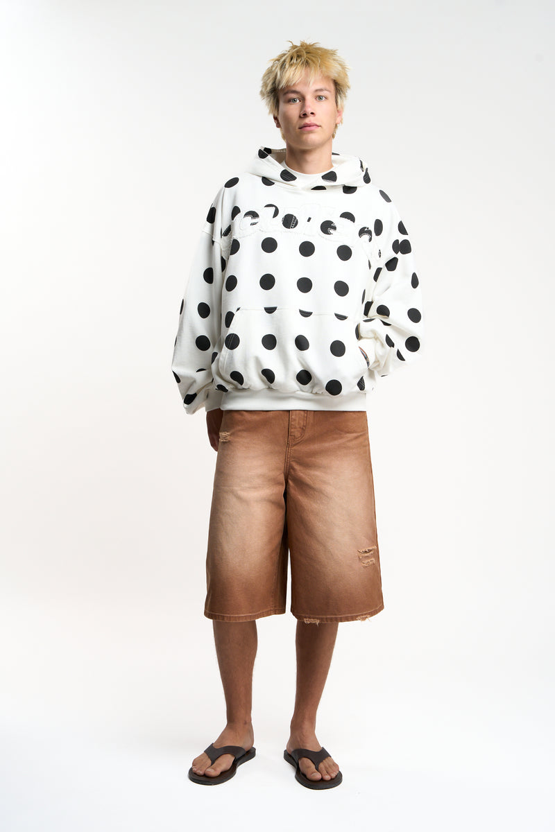 Raw Dots White Hoodie