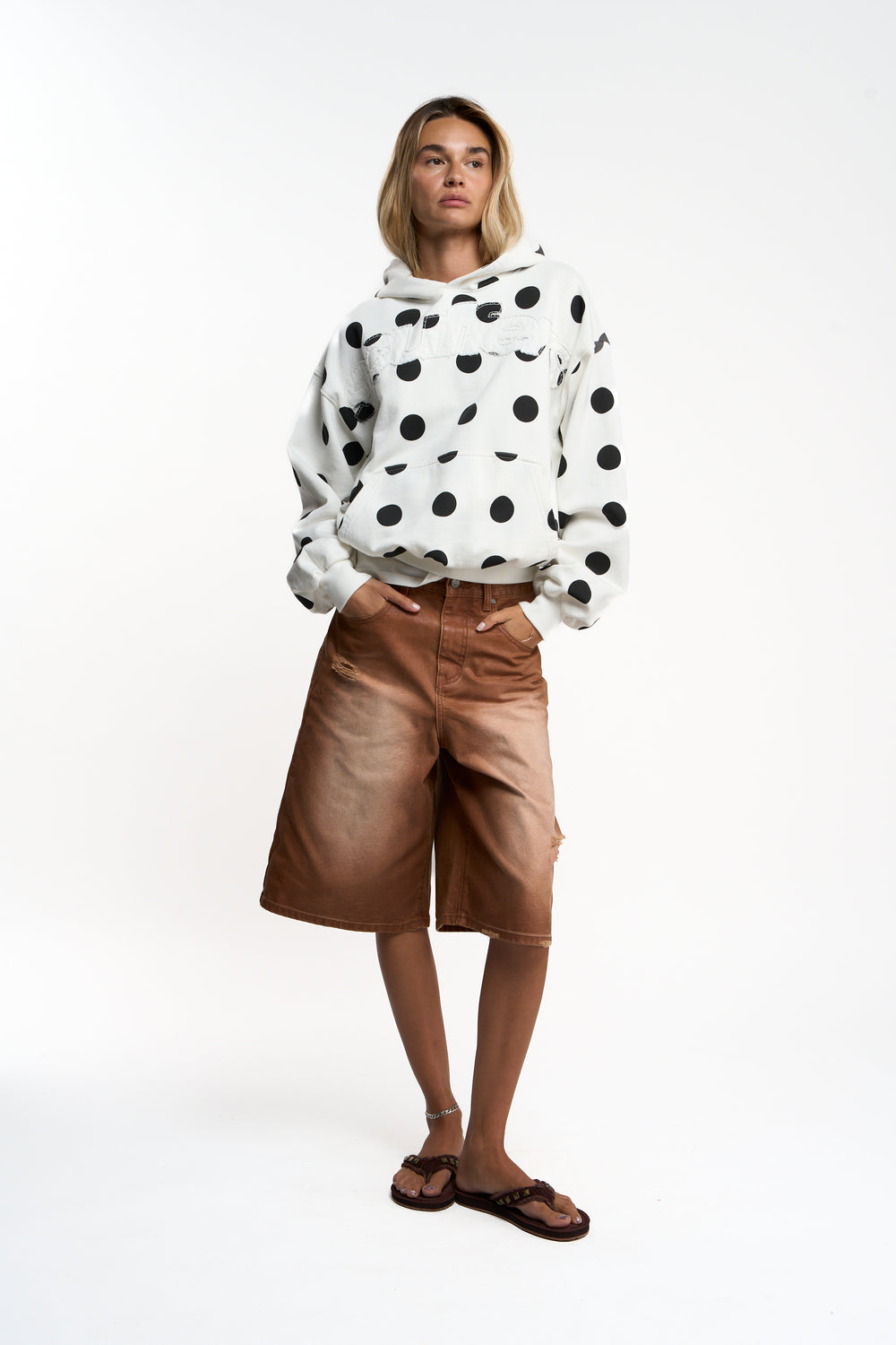 Raw Dots White Hoodie