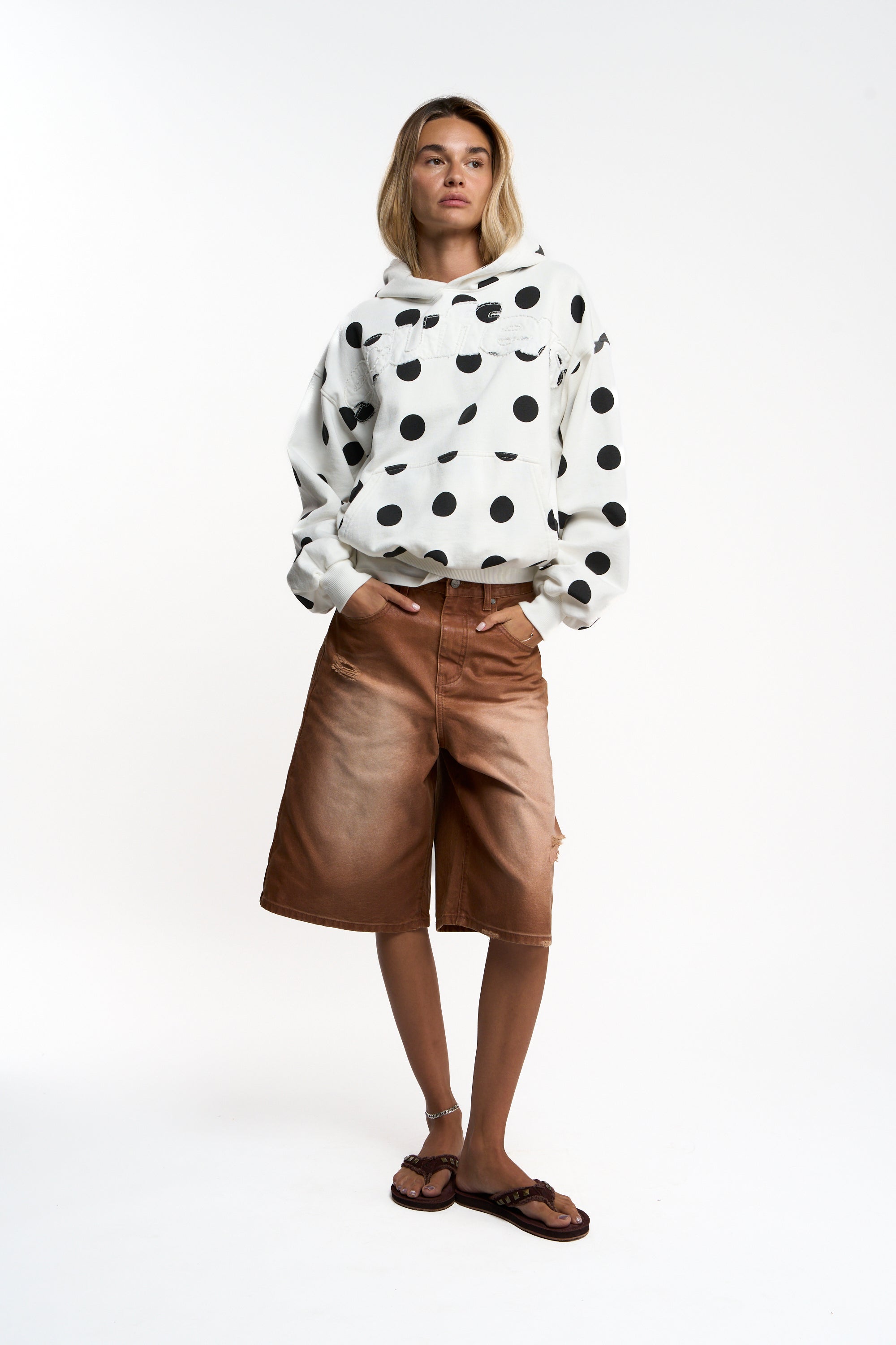 Raw Dots White Hoodie