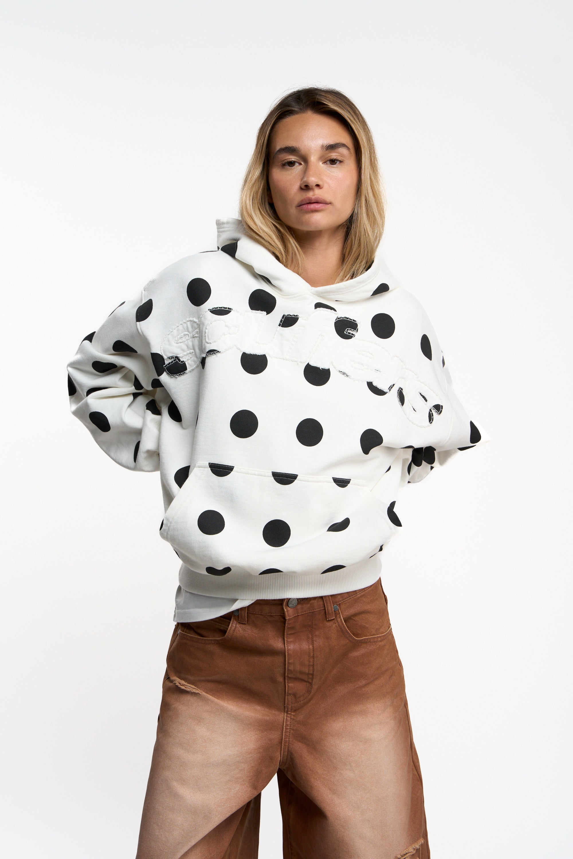 Raw Dots White Hoodie