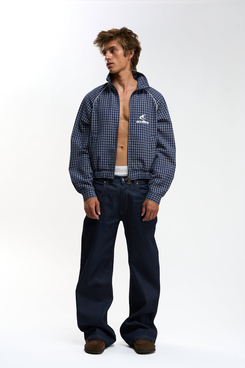 Chamise Checkered Navy Zipper