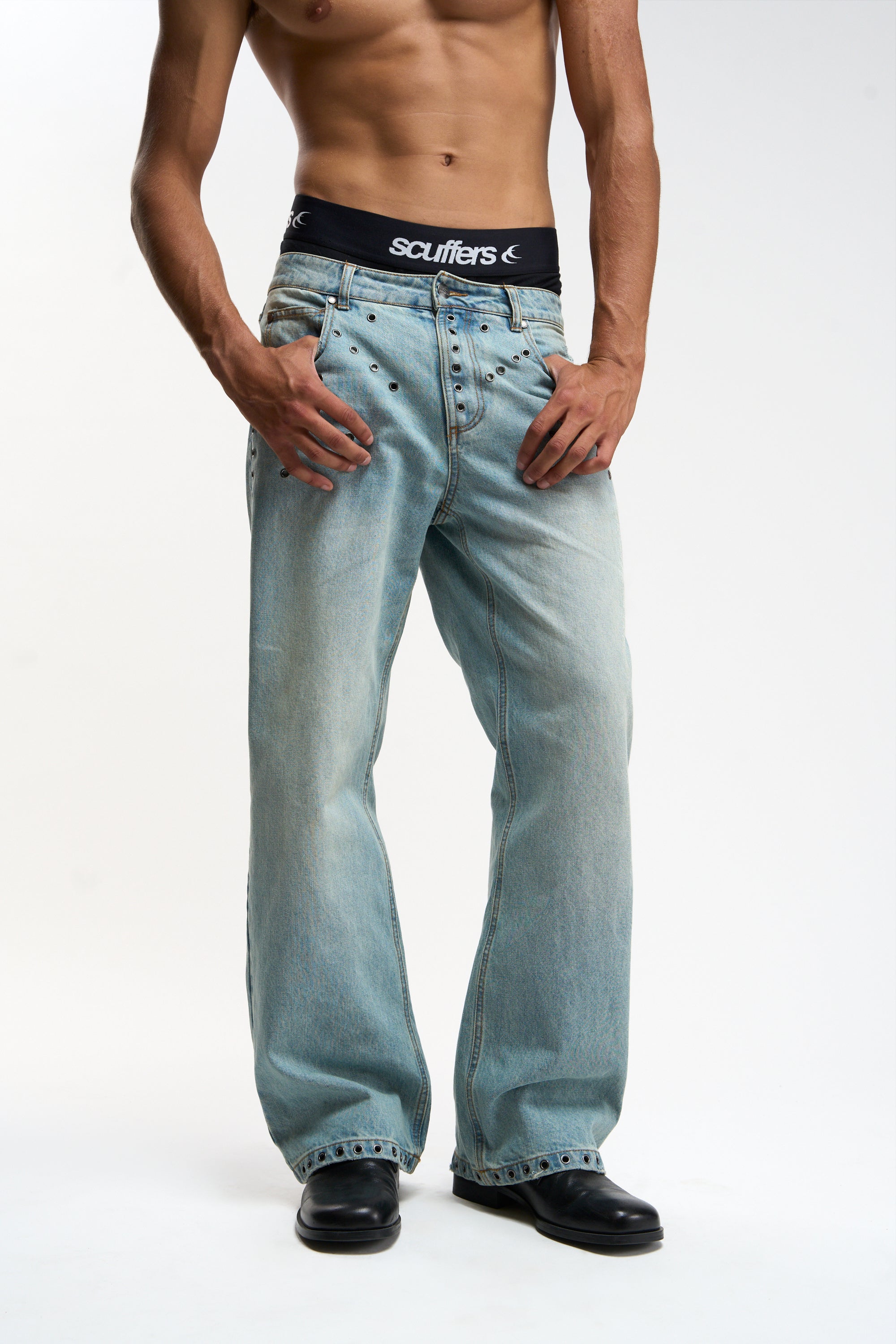Eyelet Light Blue Pants – Scuffers
