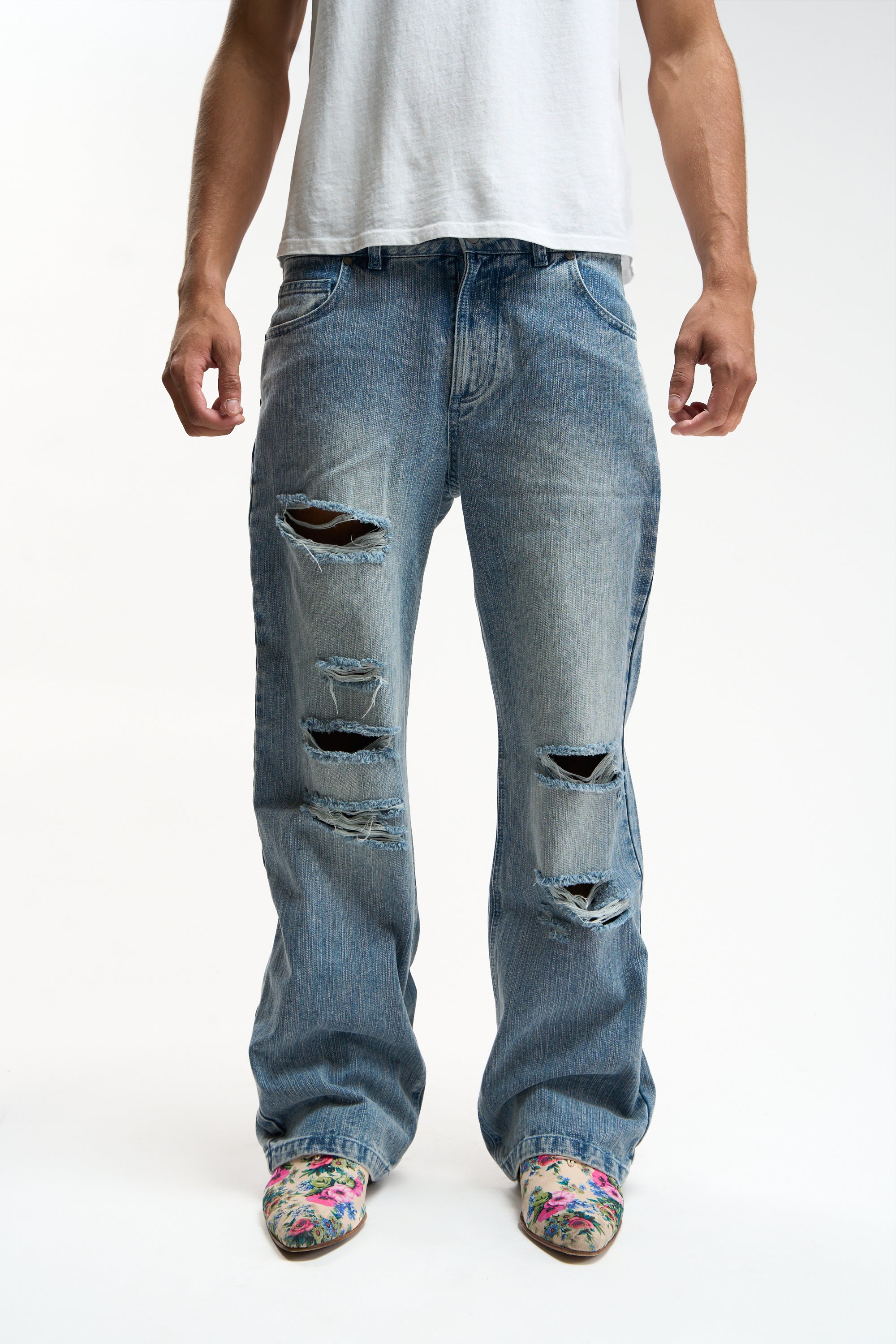 Metal Light Blue Pants