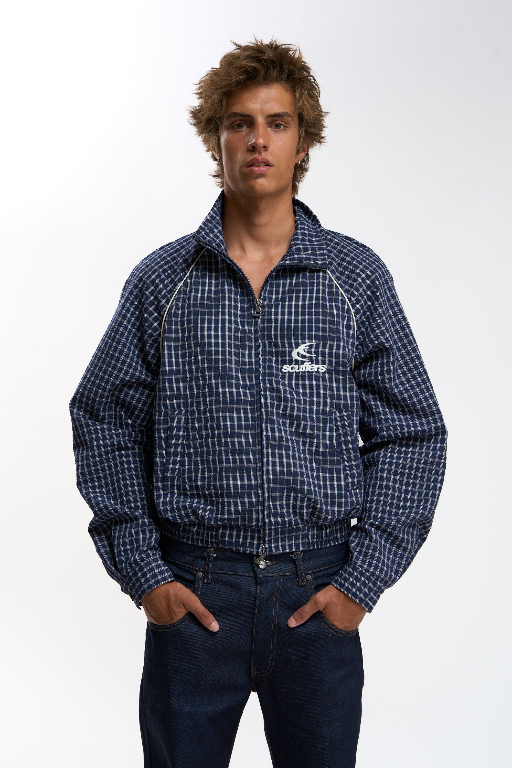 Chamise Checkered Navy Zipper