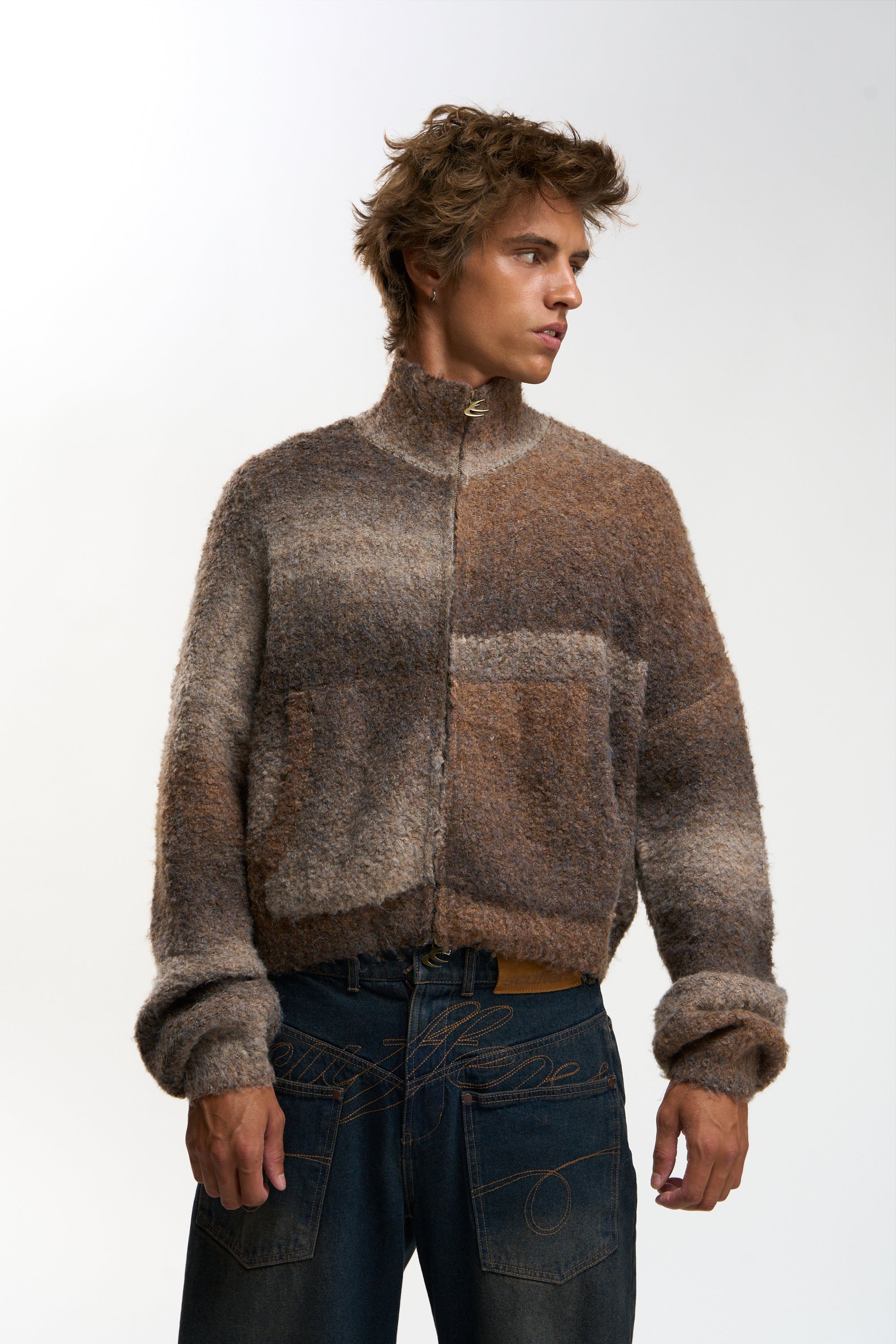 Delorette Brown Knit Zipper