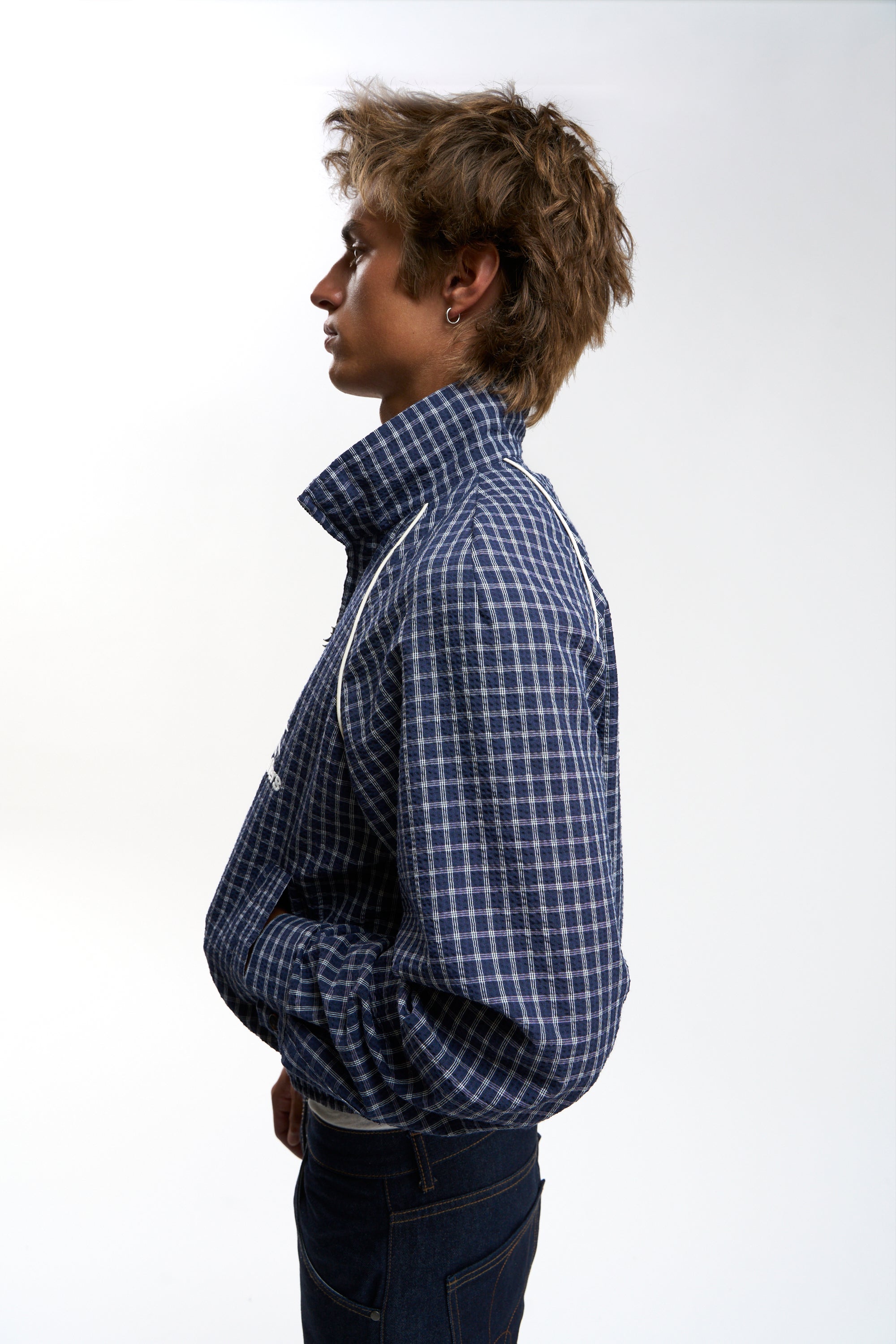Chamise Checkered Navy Zipper